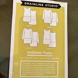 Grainline Studio Uniform Tunic Pattern, sizes 0 to 18
